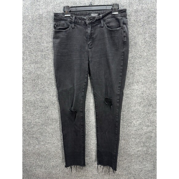 Judy Blue Slim Fit Jeans Womens 9/29 Black Distressed Raw Hem Stretch JB88137 - Picture 2 of 10